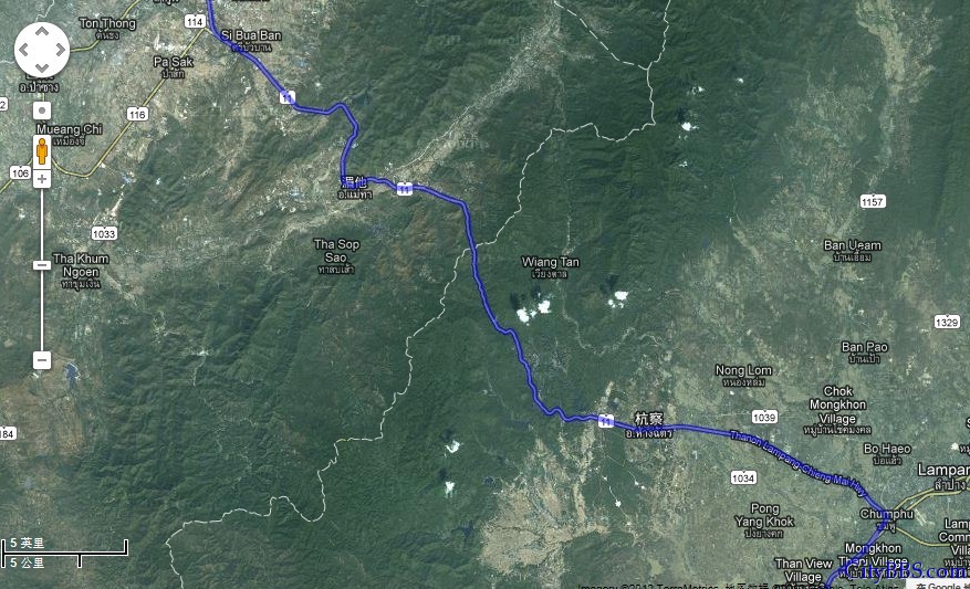 2012清迈-曼谷-华欣-甲米-普吉-华欣-清迈3500公里自驾游清迈至南邦山路路线图 ... ...