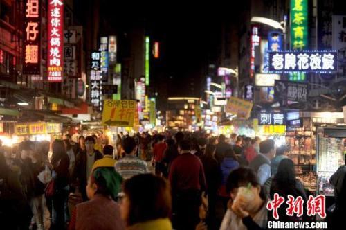 台湾高雄六合夜市人潮涌动