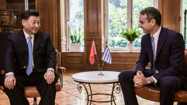 中国国家主席习近平与希腊总理基里亚科斯·米佐塔基思