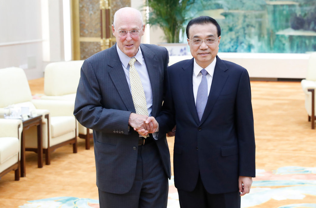 美国前财长小亨利·M·保尔森与中国总理李克强会面