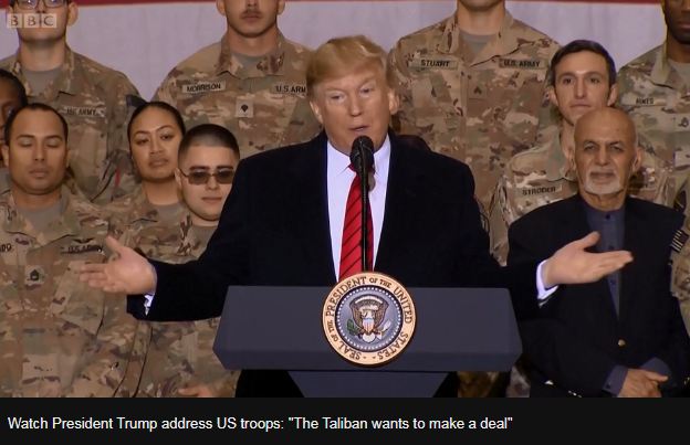 特朗普感恩节突访阿富汗：与塔利班恢复谈判