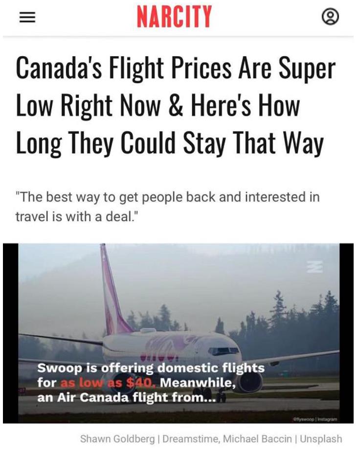 加拿大各省解封，旅游航班疯狂打折