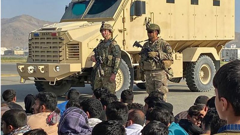 Soldiers at Kabul airport