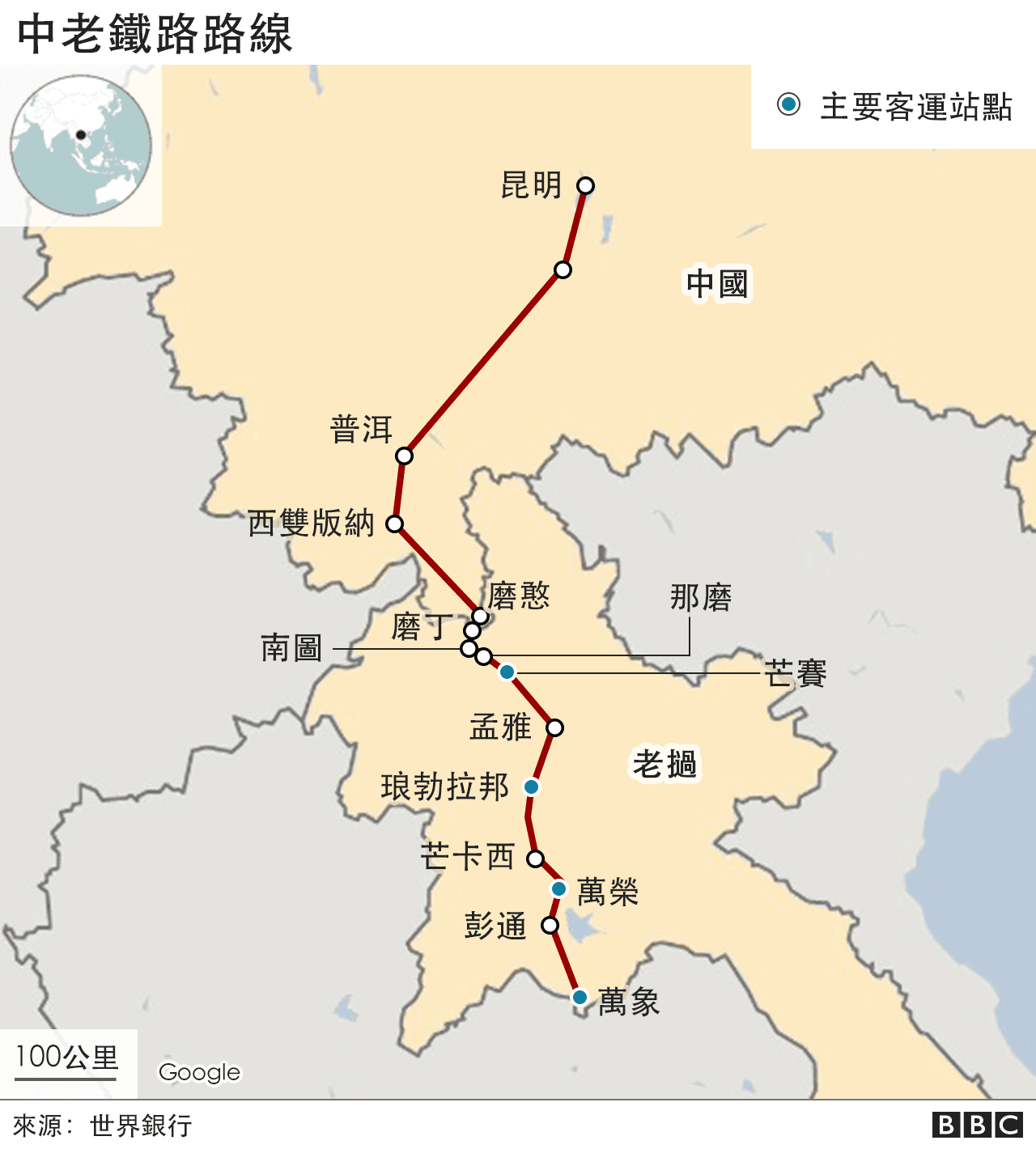 中老铁路停靠站点