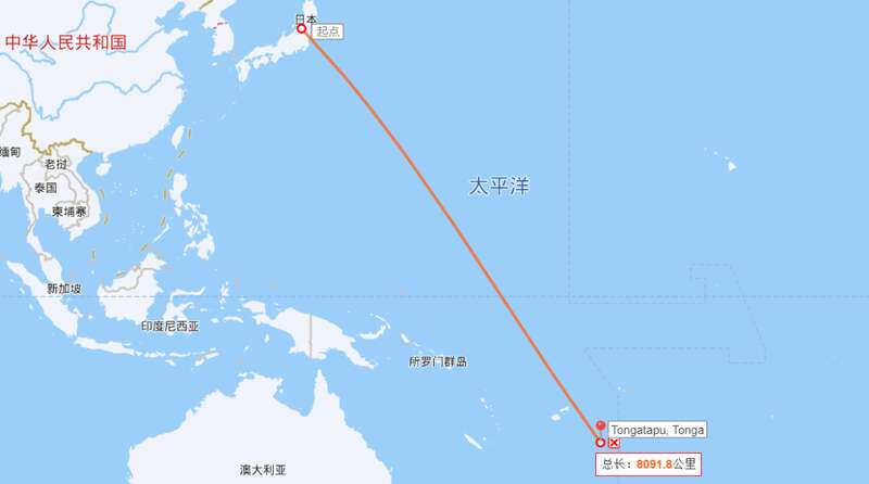 日本和汤加的距离