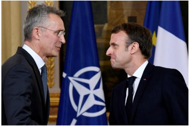 法国总统马克龙与北约秘书长斯托尔滕贝格