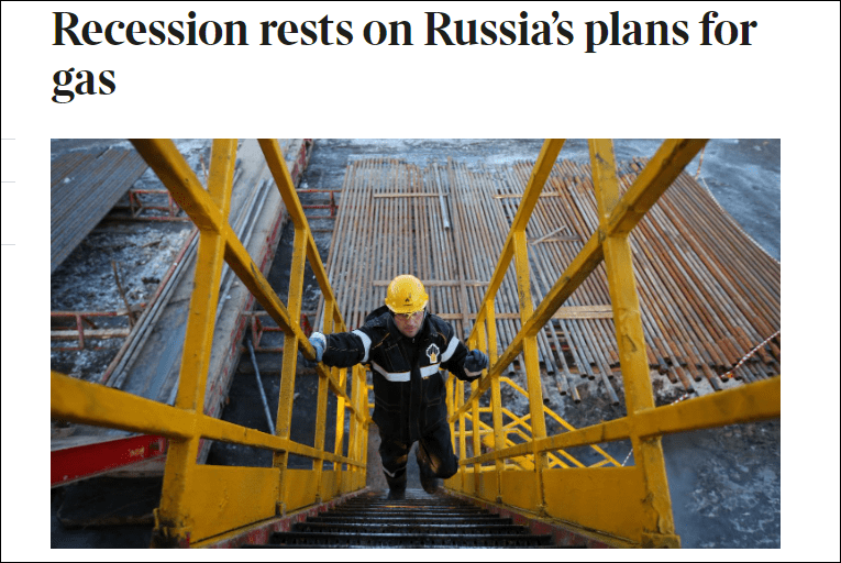 大多数东欧和中欧国家高度依赖俄罗斯天然气，今年冬天欧洲经济衰退的风险约为40% ...