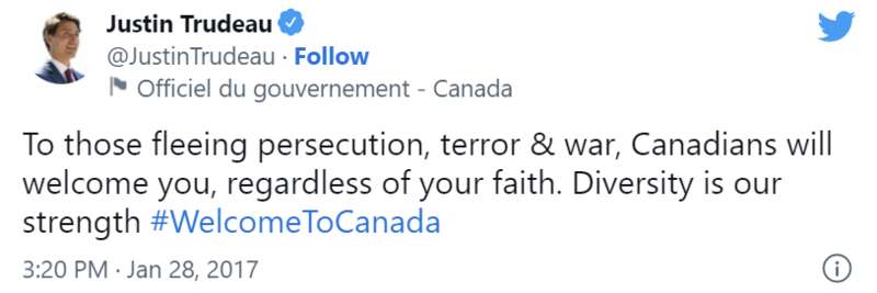 加拿大总理特鲁多称赞加拿大是一个开放和热情的国家