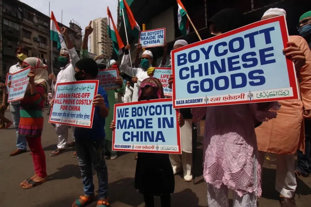 印度民众抵制中国商品和中资企业