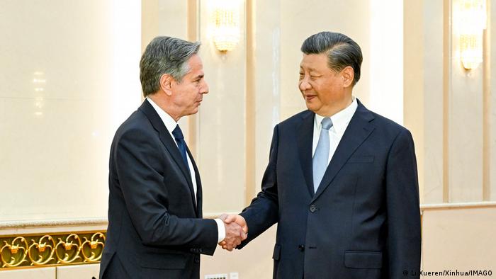 作为五年来访华的美国最高官员，美国国务卿布林肯同中国党和国家领导人习近平举行了会谈 ...