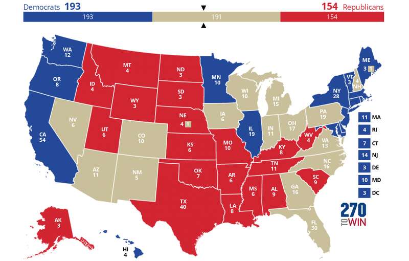 2024年大选各州民主党以及共和党预测
