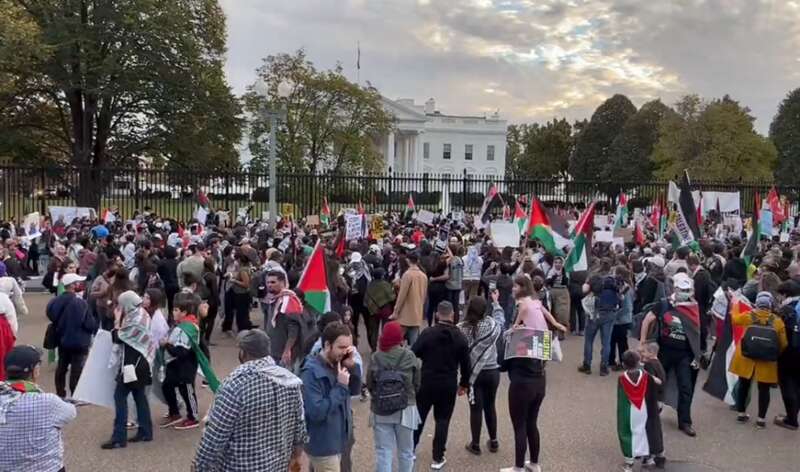 华盛顿超10万人集会,抗议拜登支持以色列
