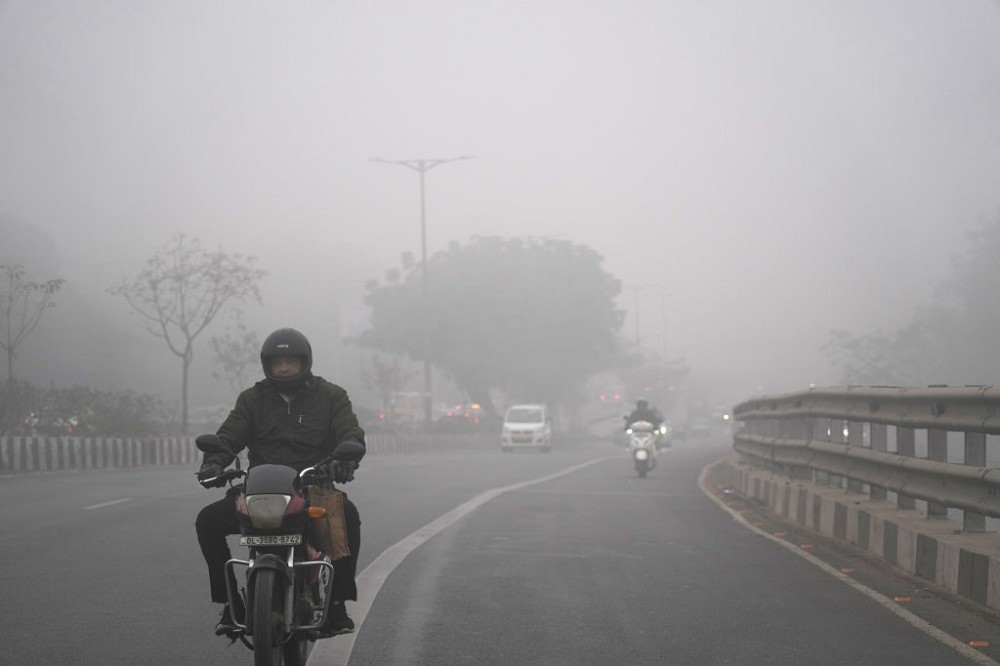 印度首都新德里，空气中满佈污染与有害物质的情形