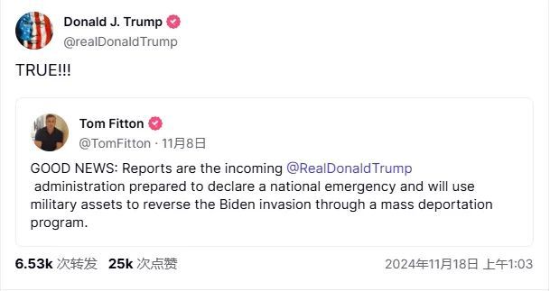 即将上任的川普政府准备宣布国家紧急状态，并将利用军事资产通过大规模驱逐计划扭转拜登的入侵 ...